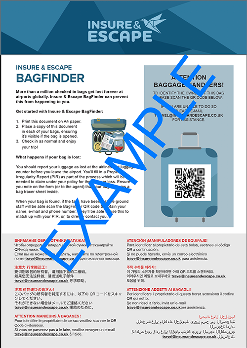 BagFinder document sample screenshot